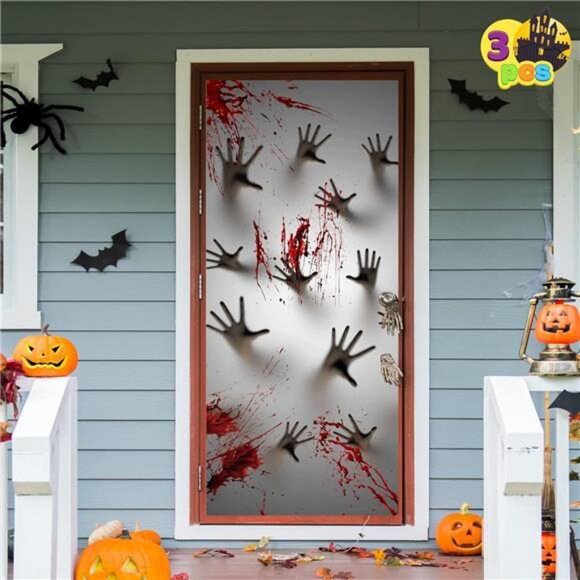 Halloween Haunted House Decoration Window Door Cover Zombie Hands - Picture 5 of 8